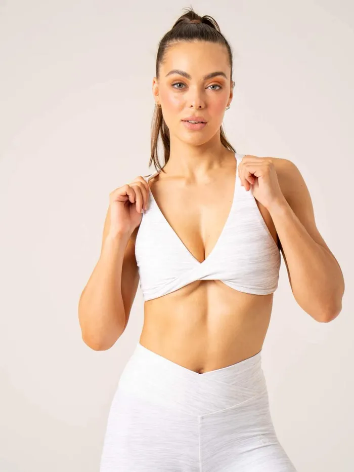 Sports Bras Womens Ryderwear Momentum Twist Sports Bra Snow Grey Marl