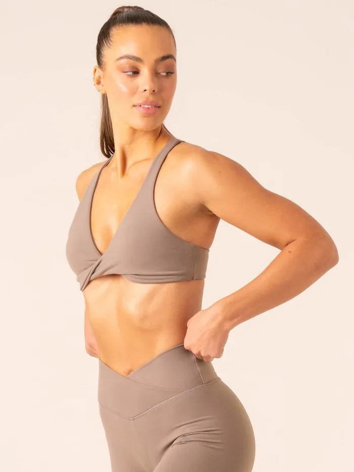 Sports Bras Womens Ryderwear Momentum Twist Sports Bra Taupe