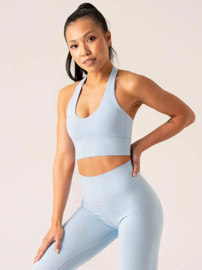 Sports Bras Womens Ryderwear NKD Arch Halter Sports Bra Baby Blue