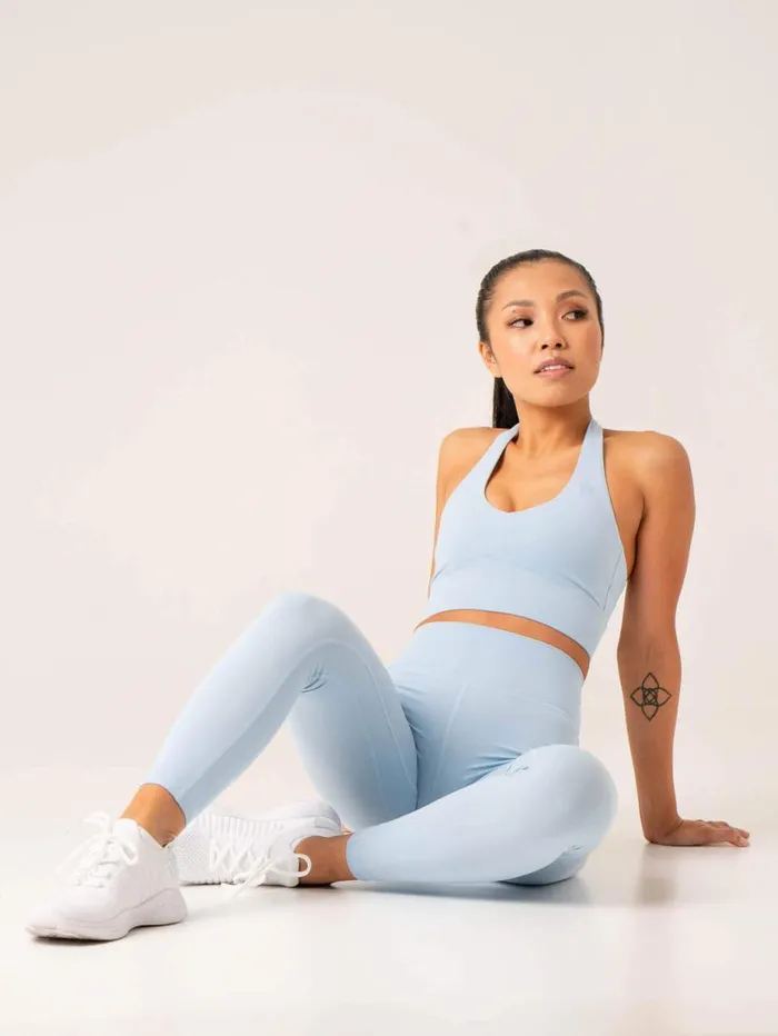 Sports Bras Womens Ryderwear NKD Arch Halter Sports Bra Baby Blue