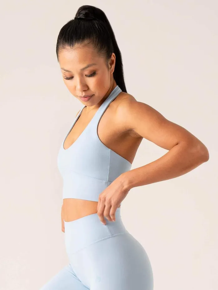 Sports Bras Womens Ryderwear NKD Arch Halter Sports Bra Baby Blue
