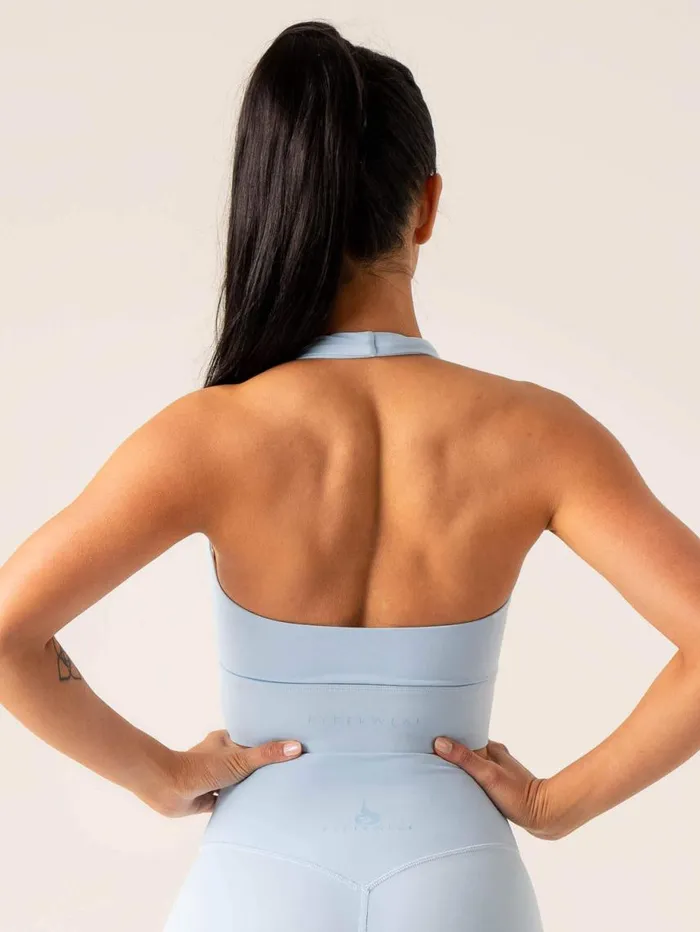 Sports Bras Womens Ryderwear NKD Arch Halter Sports Bra Baby Blue