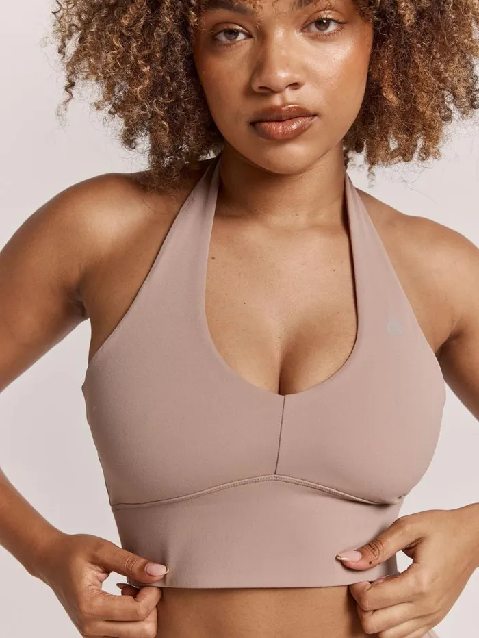 Sports Bras Womens Ryderwear NKD Arch Halter Sports Bra Taupe