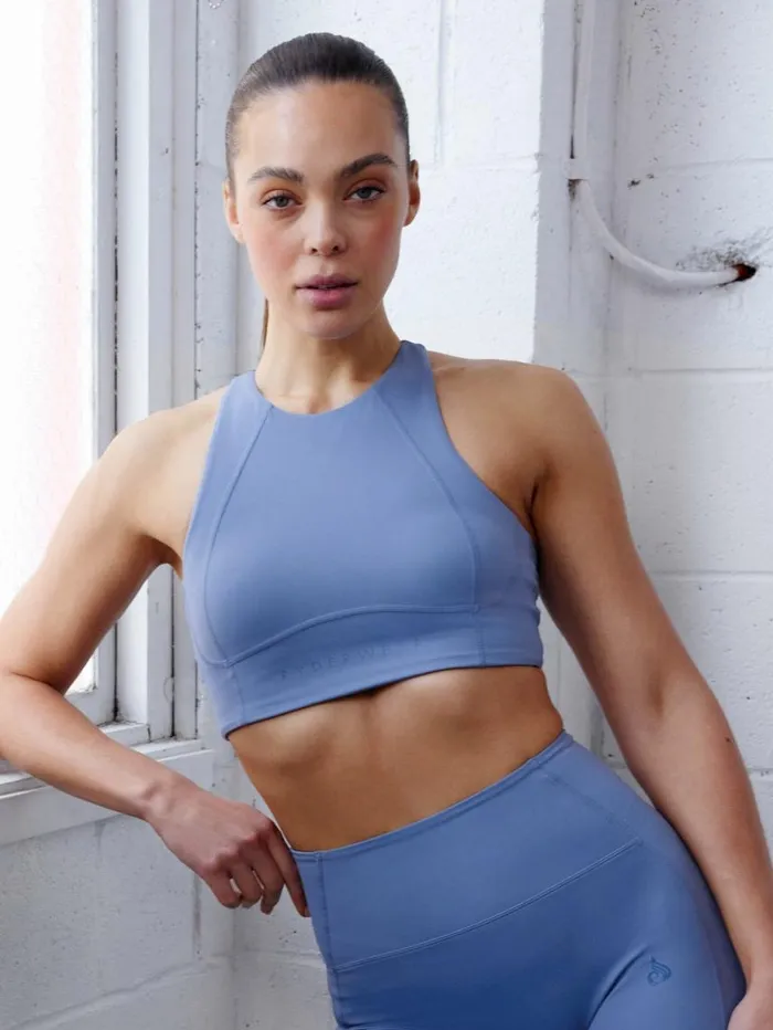 Sports Bras Womens Ryderwear NKD Frame Long Line Sports Bra Stonewash Blue
