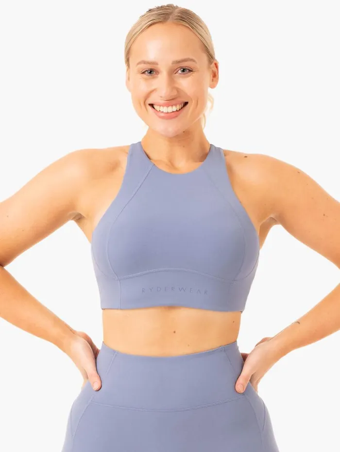 Sports Bras Womens Ryderwear NKD Frame Long Line Sports Bra Stonewash Blue