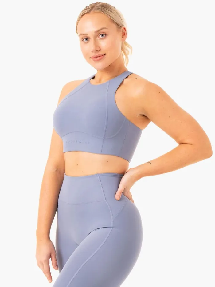 Sports Bras Womens Ryderwear NKD Frame Long Line Sports Bra Stonewash Blue