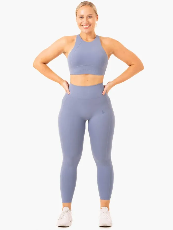Sports Bras Womens Ryderwear NKD Frame Long Line Sports Bra Stonewash Blue