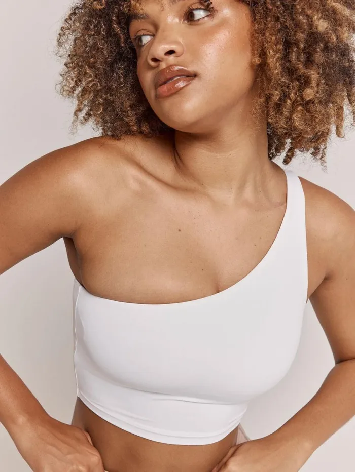 Sports Bras Womens Ryderwear NKD One Shoulder Tank Bra White