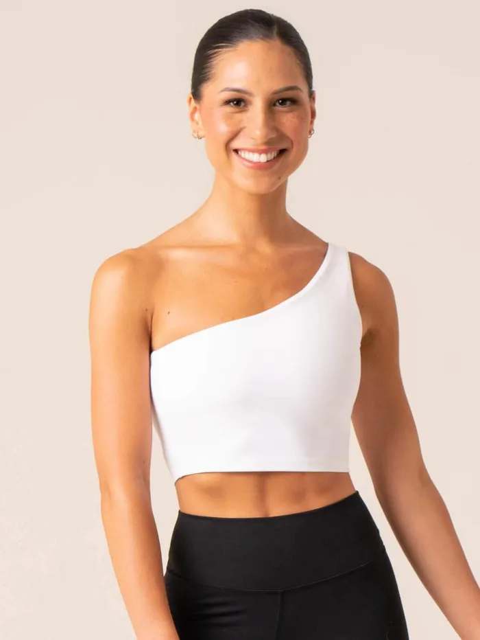 Sports Bras Womens Ryderwear NKD One Shoulder Tank Bra White