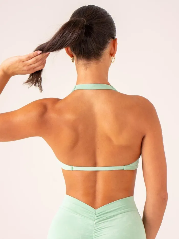 Sports Bras Womens Ryderwear NKD Stonewash Halter Sports Bra Mint Stonewash