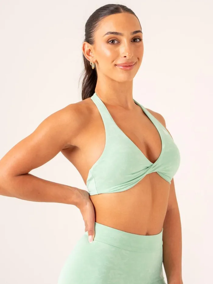 Sports Bras Womens Ryderwear NKD Stonewash Halter Sports Bra Mint Stonewash