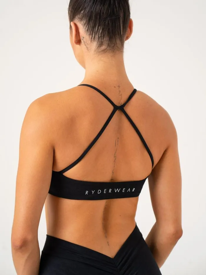 Sports Bras Womens Ryderwear NKD Stonewash Sports Bra Black Stonewash