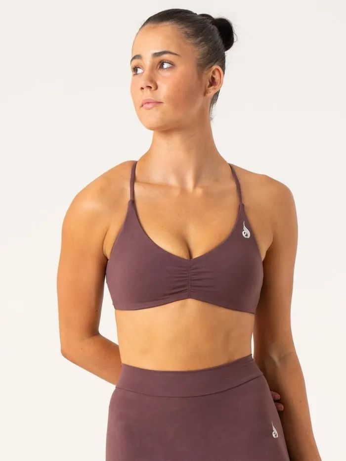 Sports Bras Womens Ryderwear NKD Stonewash Sports Bra Chocolate Stonewash