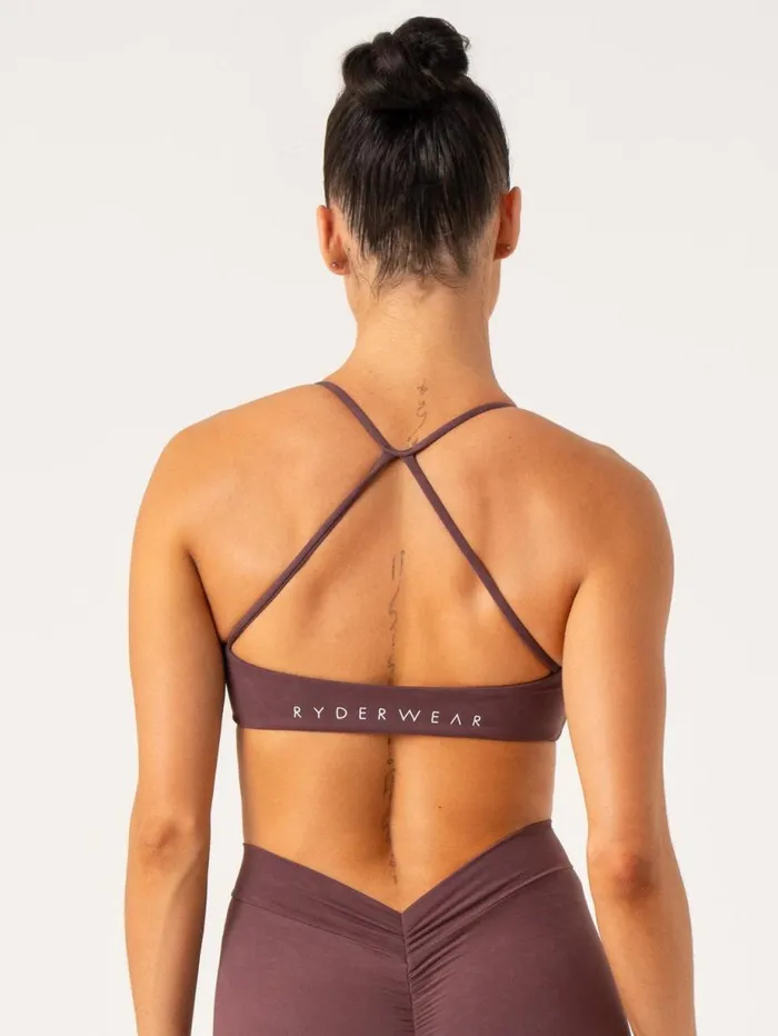 Sports Bras Womens Ryderwear NKD Stonewash Sports Bra Chocolate Stonewash