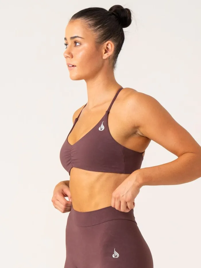 Sports Bras Womens Ryderwear NKD Stonewash Sports Bra Chocolate Stonewash