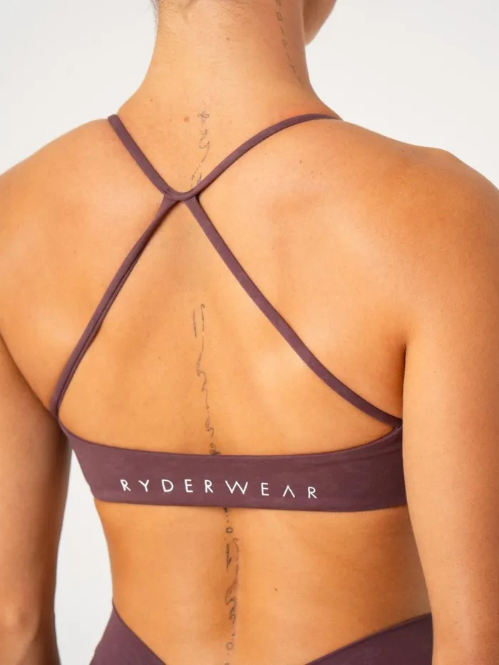 Sports Bras Womens Ryderwear NKD Stonewash Sports Bra Chocolate Stonewash