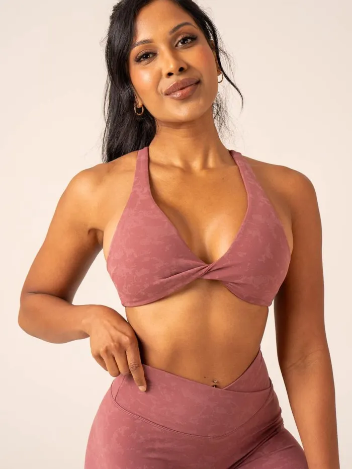 Sports Bras Womens Ryderwear NKD Stonewash Twist Sports Bra Boysenberry Stonewash