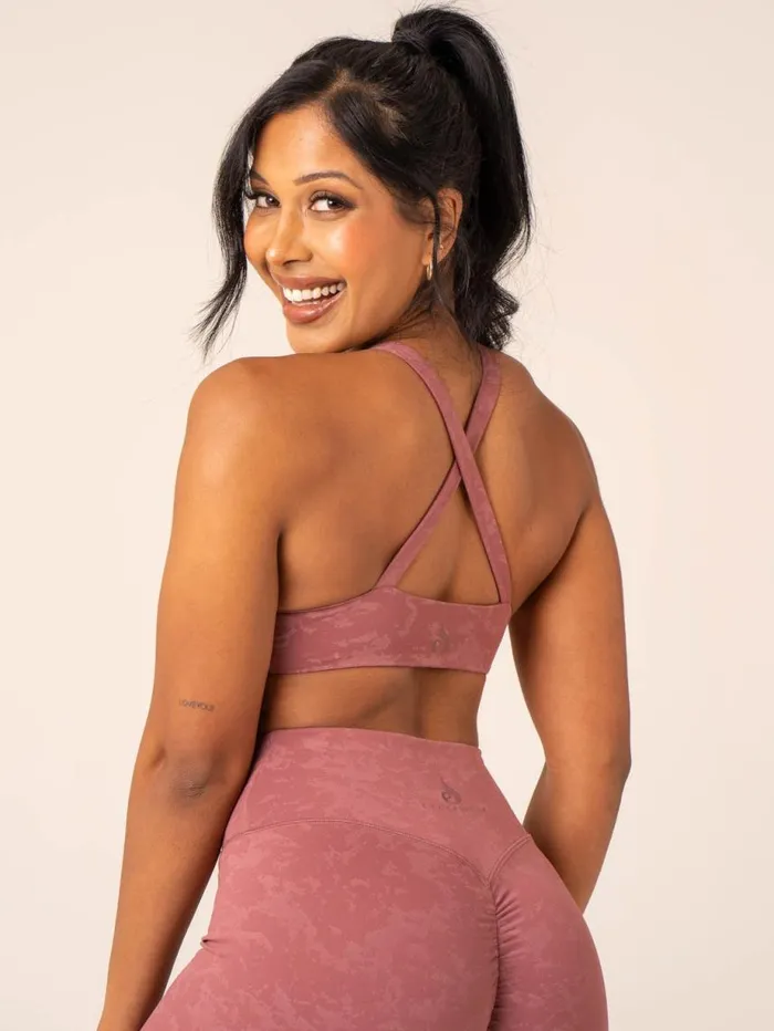Sports Bras Womens Ryderwear NKD Stonewash Twist Sports Bra Boysenberry Stonewash