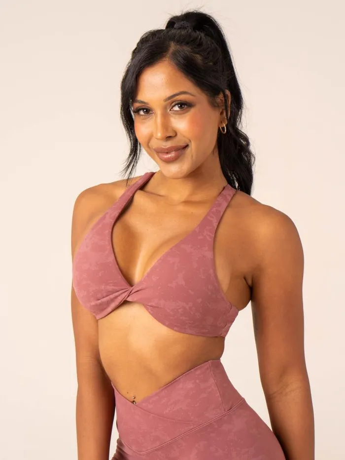 Sports Bras Womens Ryderwear NKD Stonewash Twist Sports Bra Boysenberry Stonewash