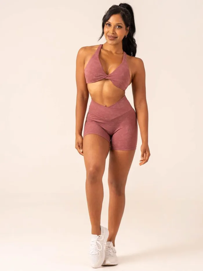 Sports Bras Womens Ryderwear NKD Stonewash Twist Sports Bra Boysenberry Stonewash