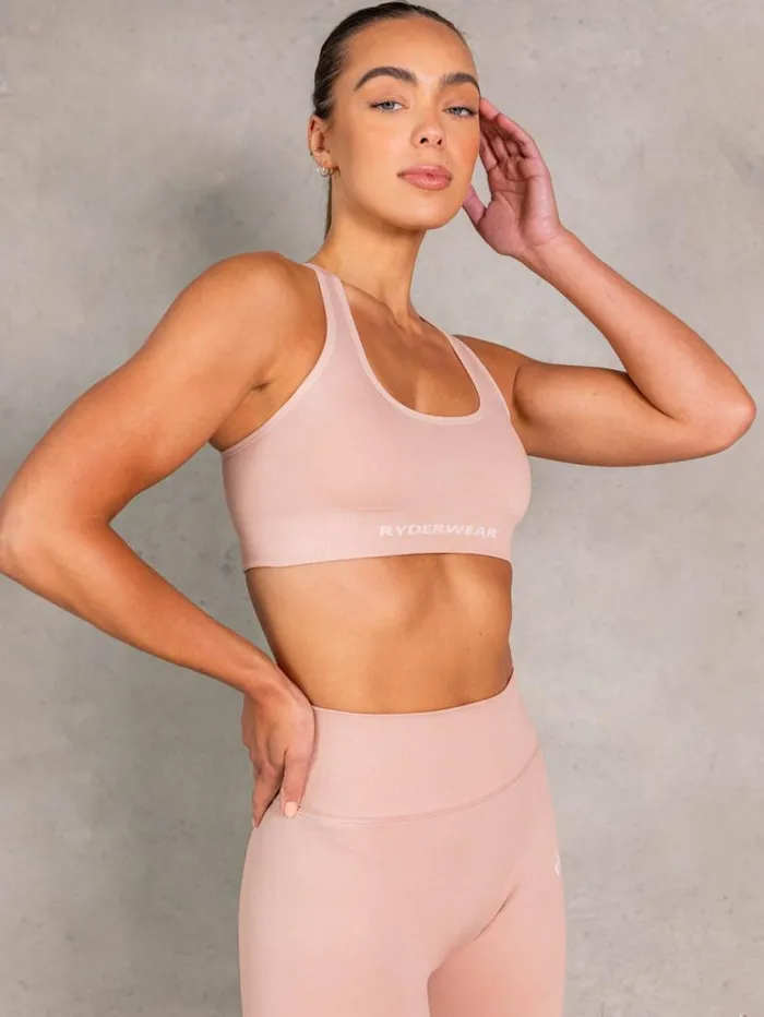 Sports Bras Womens Ryderwear NRG Seamless Scoop Neck Sports Bra Biscotti