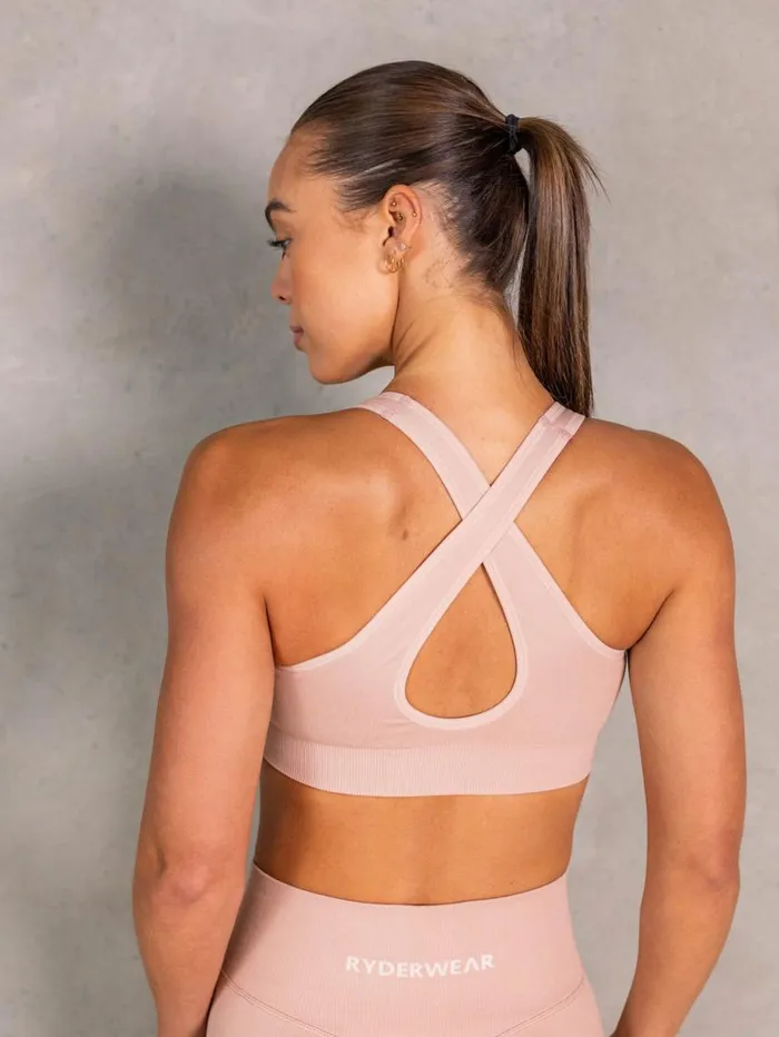 Sports Bras Womens Ryderwear NRG Seamless Scoop Neck Sports Bra Biscotti