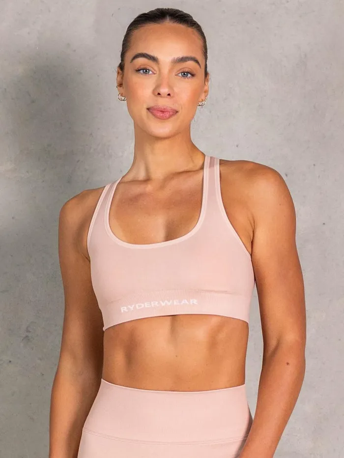Sports Bras Womens Ryderwear NRG Seamless Scoop Neck Sports Bra Biscotti
