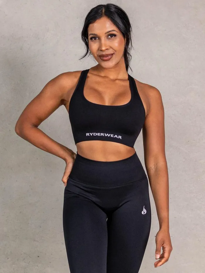 Sports Bras Womens Ryderwear NRG Seamless Scoop Neck Sports Bra Black