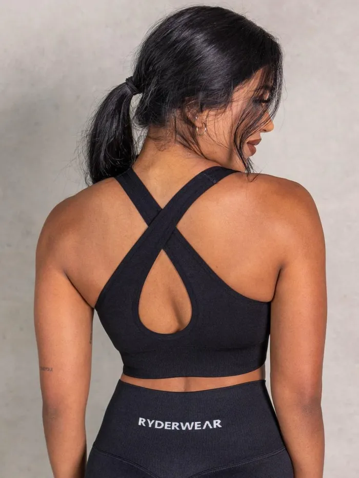 Sports Bras Womens Ryderwear NRG Seamless Scoop Neck Sports Bra Black