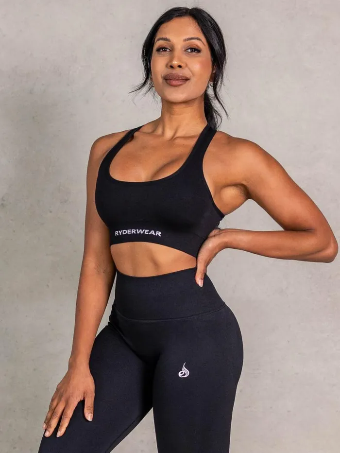Sports Bras Womens Ryderwear NRG Seamless Scoop Neck Sports Bra Black