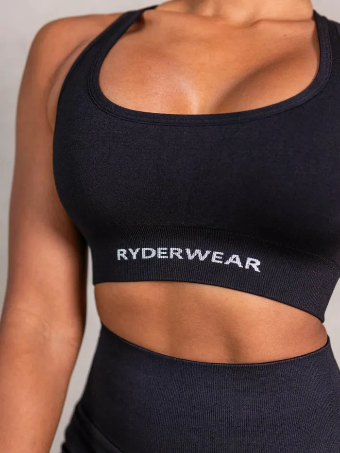Sports Bras Womens Ryderwear NRG Seamless Scoop Neck Sports Bra Black