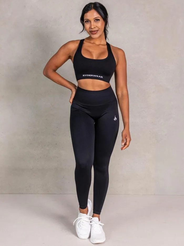 Sports Bras Womens Ryderwear NRG Seamless Scoop Neck Sports Bra Black