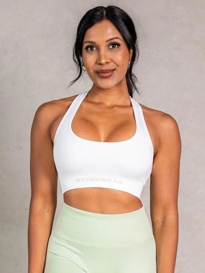 Sports Bras Womens Ryderwear NRG Seamless Scoop Neck Sports Bra White