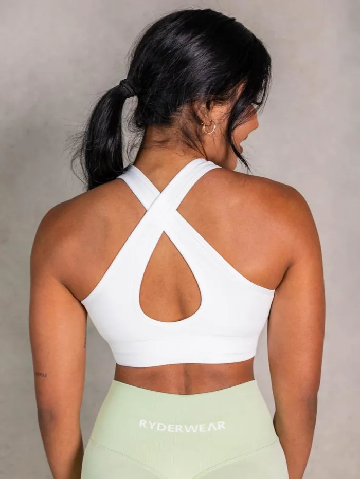 Sports Bras Womens Ryderwear NRG Seamless Scoop Neck Sports Bra White