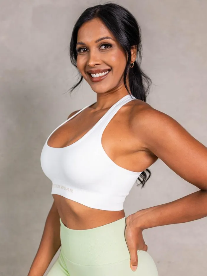 Sports Bras Womens Ryderwear NRG Seamless Scoop Neck Sports Bra White