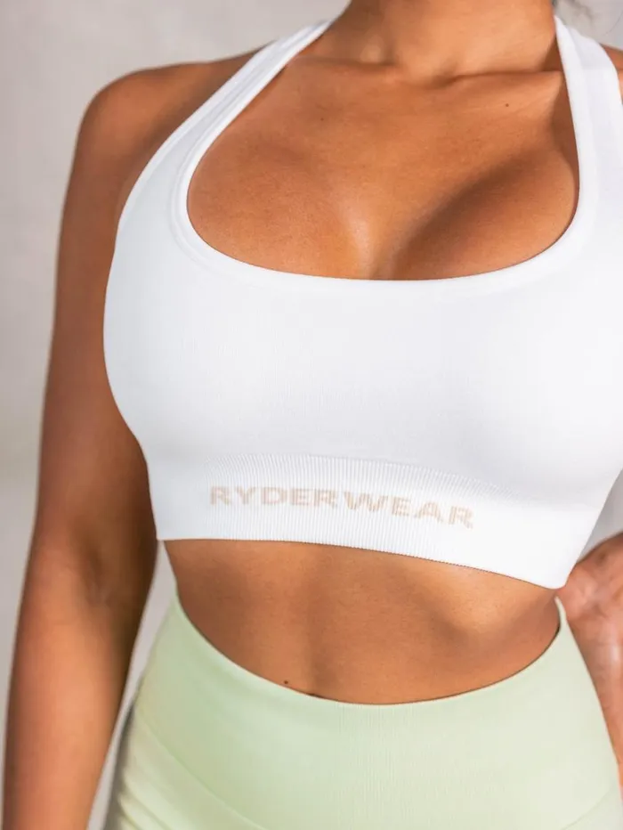 Sports Bras Womens Ryderwear NRG Seamless Scoop Neck Sports Bra White