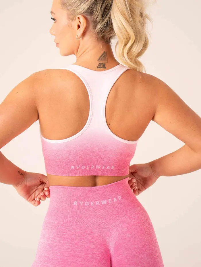 Sports Bras Womens Ryderwear Ombre Seamless Sports Bra Musk Pink Ombre