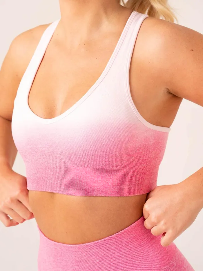 Sports Bras Womens Ryderwear Ombre Seamless Sports Bra Musk Pink Ombre