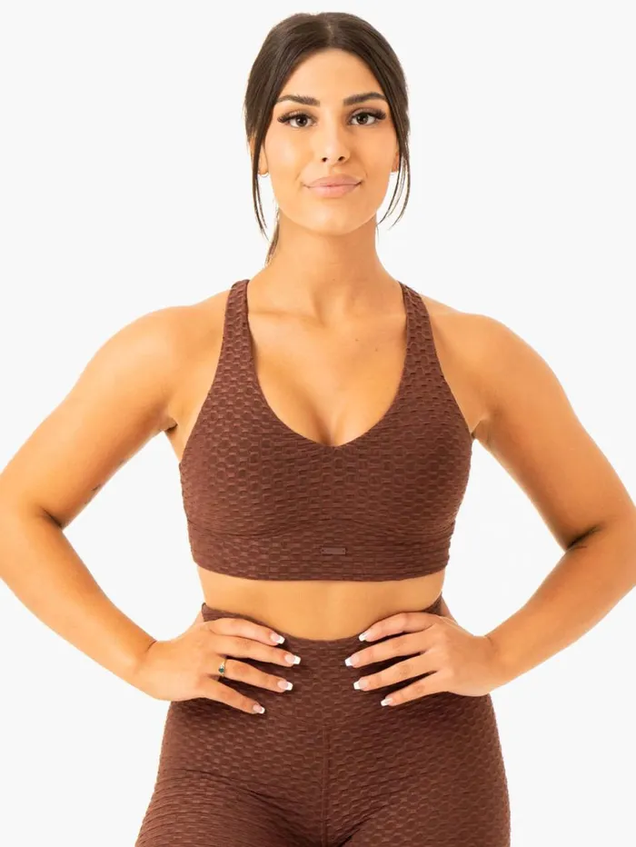 Sports Bras Womens Ryderwear Optic VNeck Sports Bra Chocolate