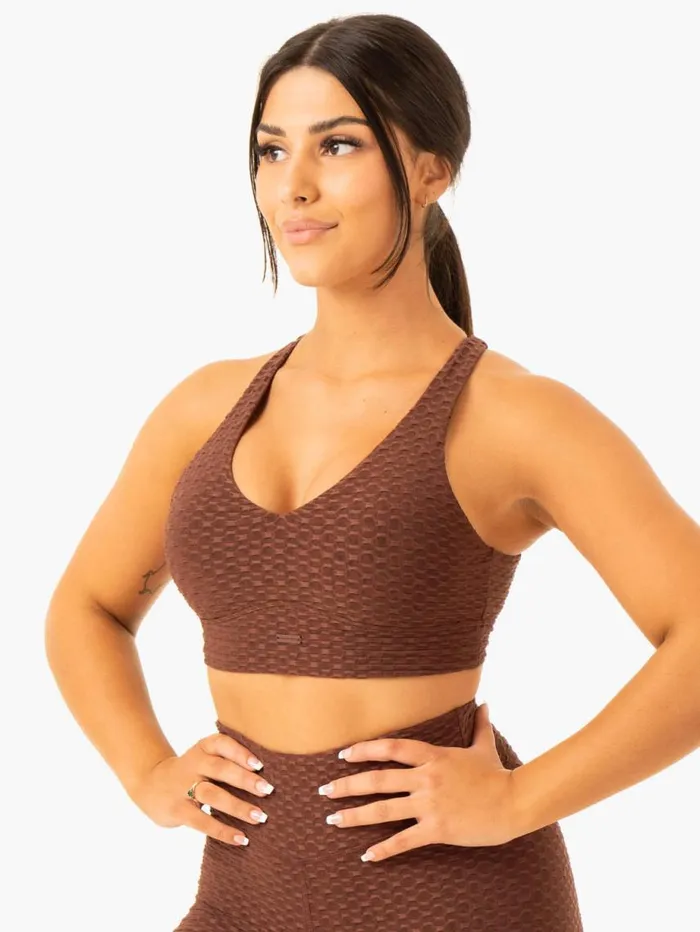 Sports Bras Womens Ryderwear Optic VNeck Sports Bra Chocolate