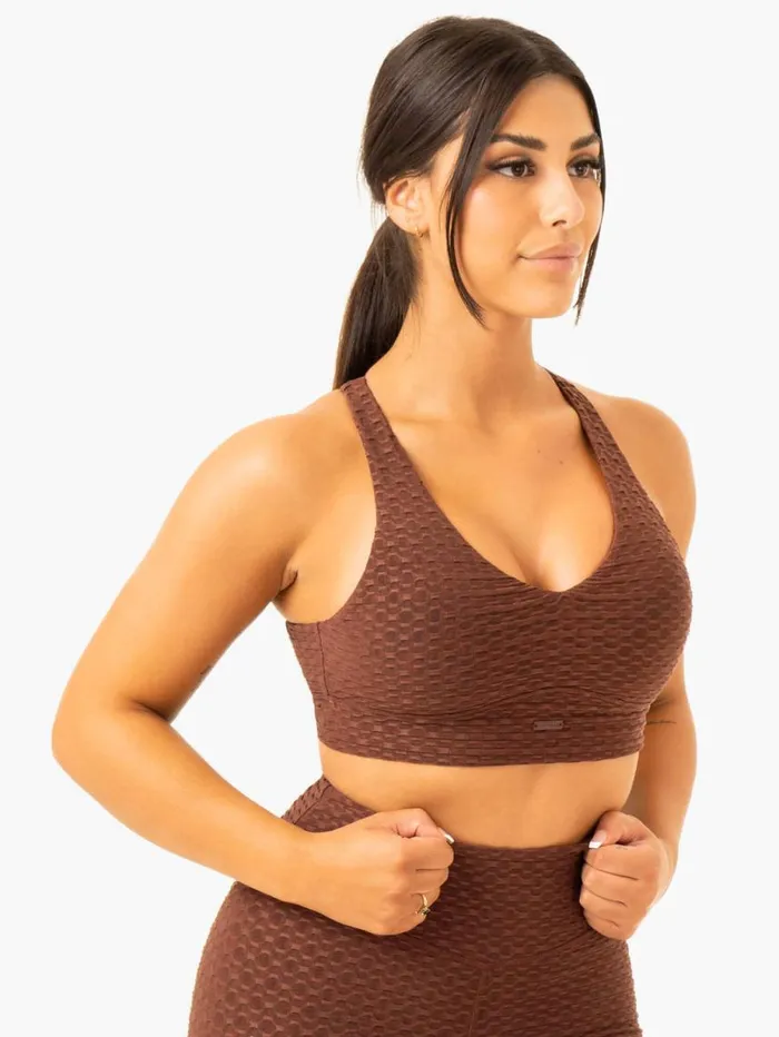 Sports Bras Womens Ryderwear Optic VNeck Sports Bra Chocolate