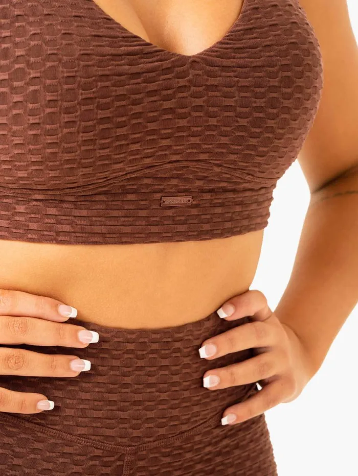 Sports Bras Womens Ryderwear Optic VNeck Sports Bra Chocolate