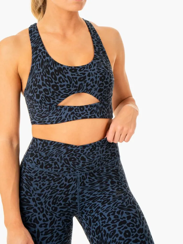 Sports Bras Womens Ryderwear Rotation Sports Bra Navy Leopard