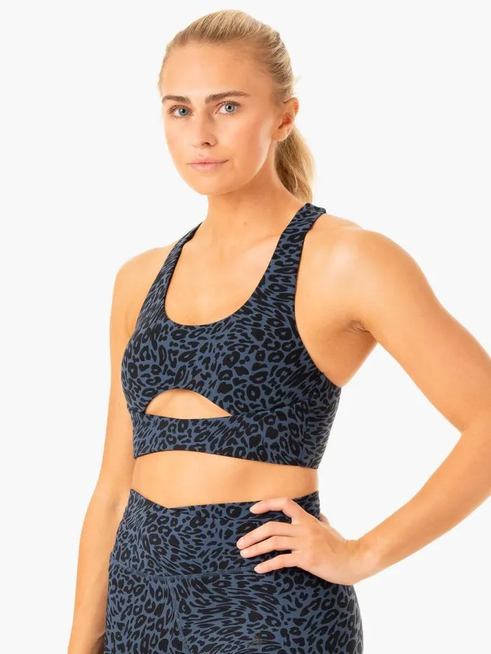 Sports Bras Womens Ryderwear Rotation Sports Bra Navy Leopard