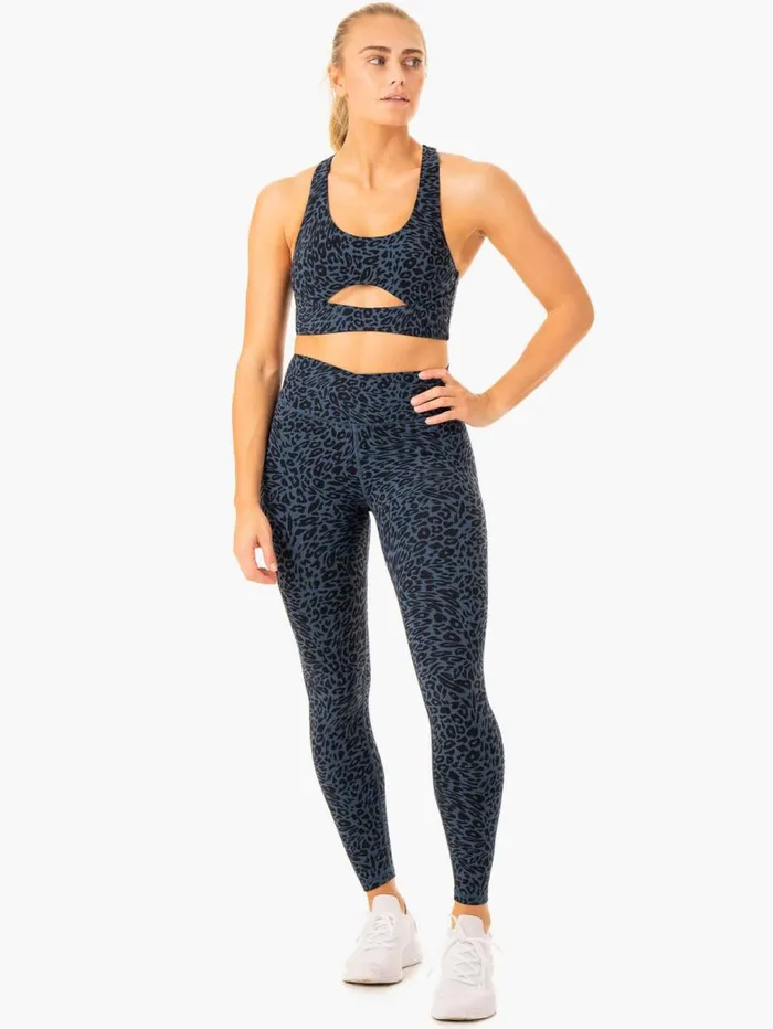 Sports Bras Womens Ryderwear Rotation Sports Bra Navy Leopard