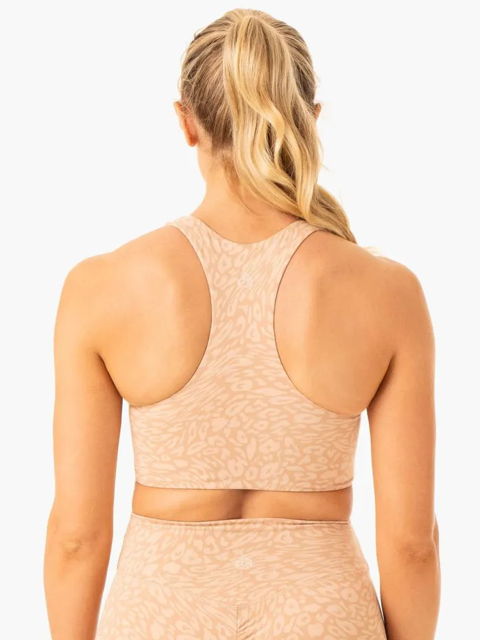 Sports Bras Womens Ryderwear Rotation Sports Bra Sandstone Leopard