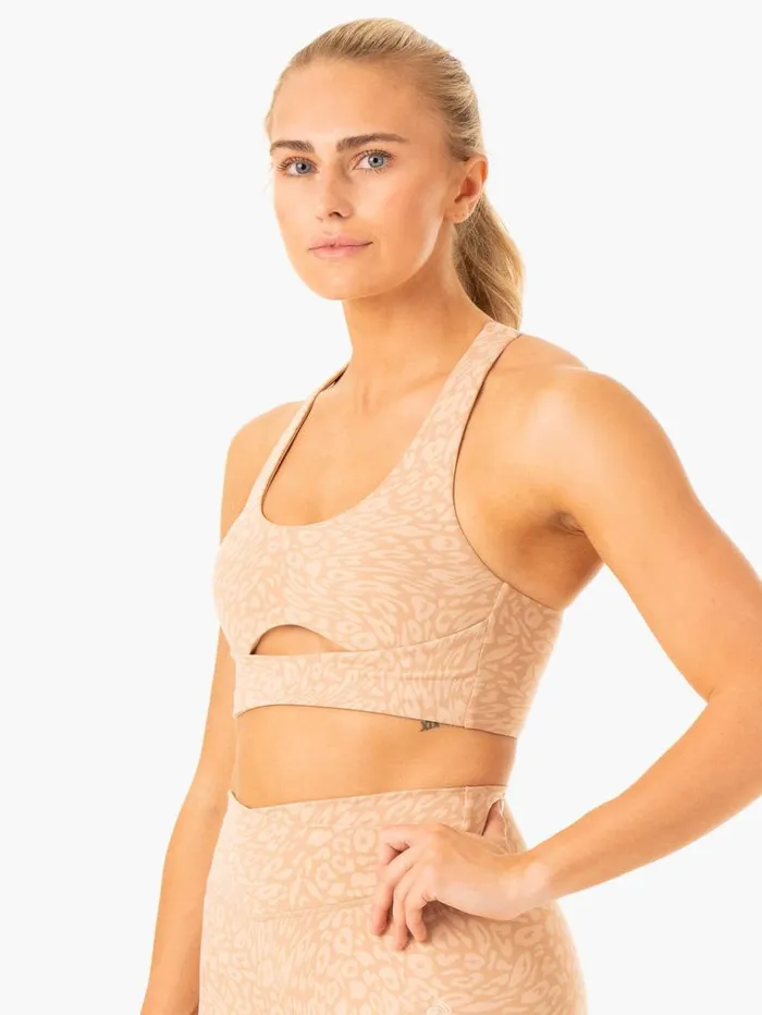 Sports Bras Womens Ryderwear Rotation Sports Bra Sandstone Leopard