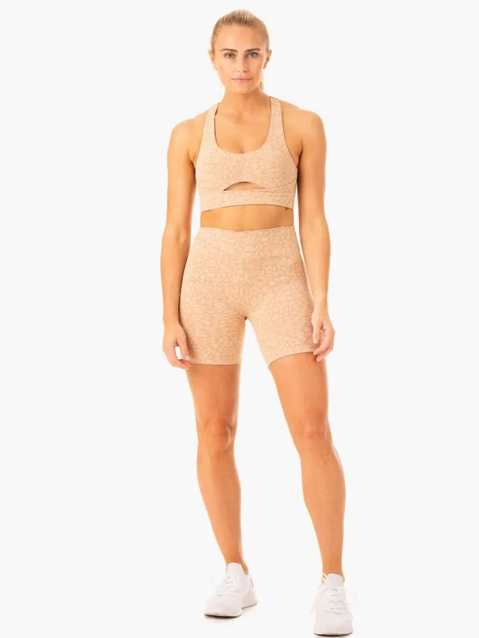 Sports Bras Womens Ryderwear Rotation Sports Bra Sandstone Leopard