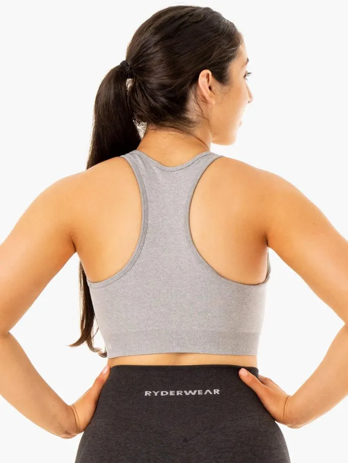 Sports Bras Womens Ryderwear Sculpt Seamless Racer Back Sports Bra Grey Marl
