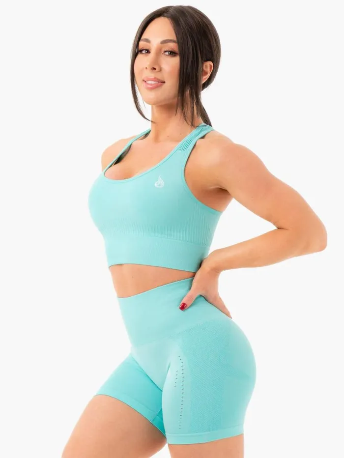 Sports Bras Womens Ryderwear Seamless Staples Sports Bra Aqua Marl